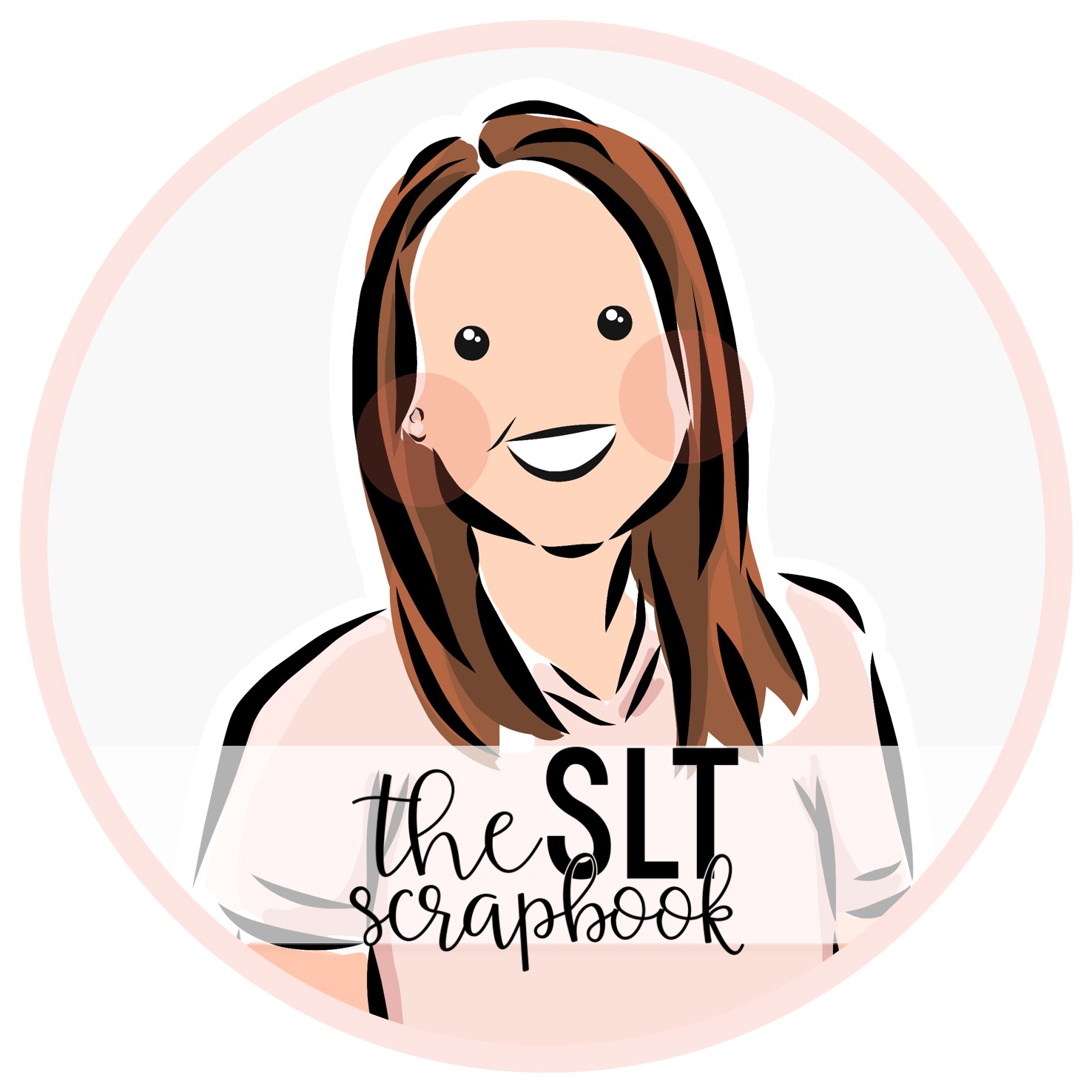 The SLT Scrapbook- Headshot w logo – Pink +Outine – Transparent The SLT Scrapbook- Headshot w logo - Pink +Outine - Transparent
